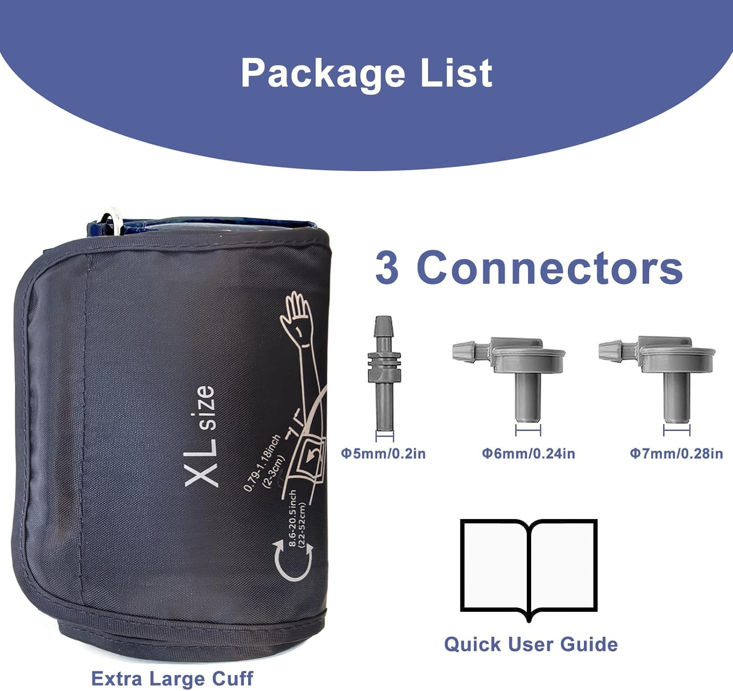 Blood Pressure Cuff Compatible with Omron (22-52CM), Extra Large BP Replacement Cuff for Big Arms - Includes Multiple Connectors image number 2