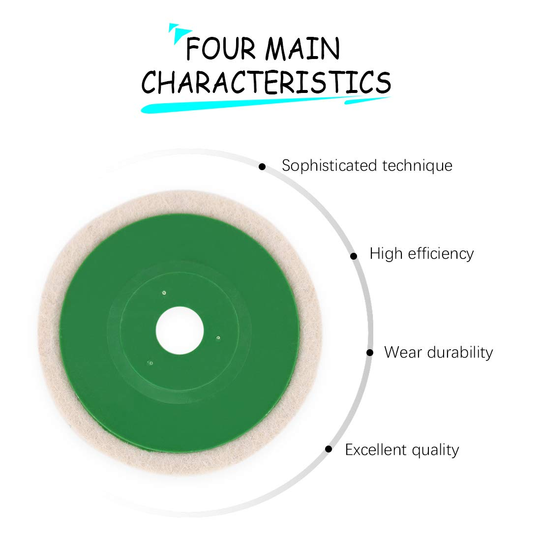 Hilitchi 10 Pcs 4'' 100Mm Wool Polishing Wheel Buffer Pads Felt Polishing Wheel Disc image number 1