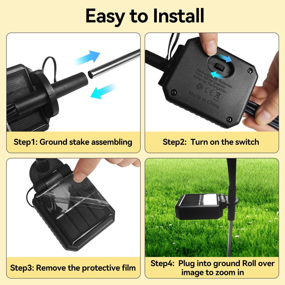 2 Pack Solar Fairy Lights Outdoor, 6 Head Each Total 12 LED Firefly Lights IP65 Waterproof Solar Starburst Swaying Lights for Garden Christmas Diwali Patio Decorations - Warm White image number 3