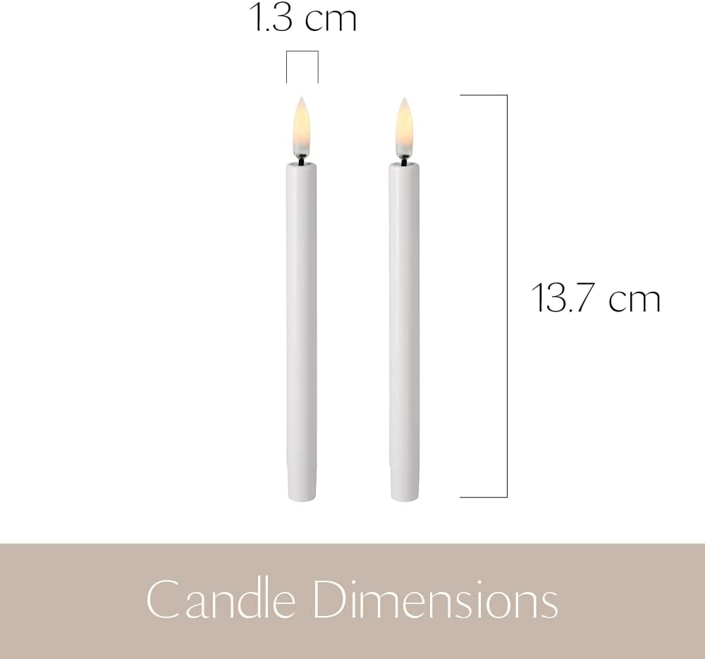 Piffany Copenhagen Uyuni Lighting Mini Set of 2 LED Taper Candles 1.3 X 13.8 Cm Plastic White - 6 Hour Timer Function - No Fire Hazard, No Soot Formation and No Odour image number 2