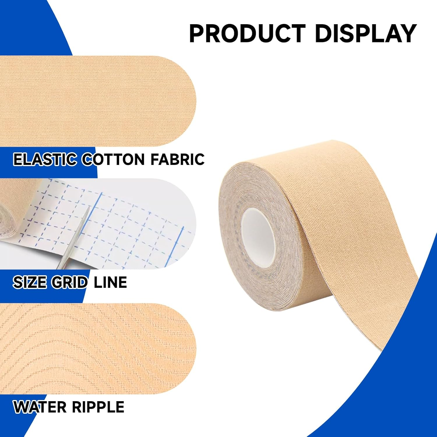 Elastic Kinesiology Tape, 4 Rolls of Waterproof Strapping Tape for Muscle Support, Flexible Sports Tape for Sports, Physio, and Recovery, Ankle, Shoulder, Elbow, and Knee image number 1