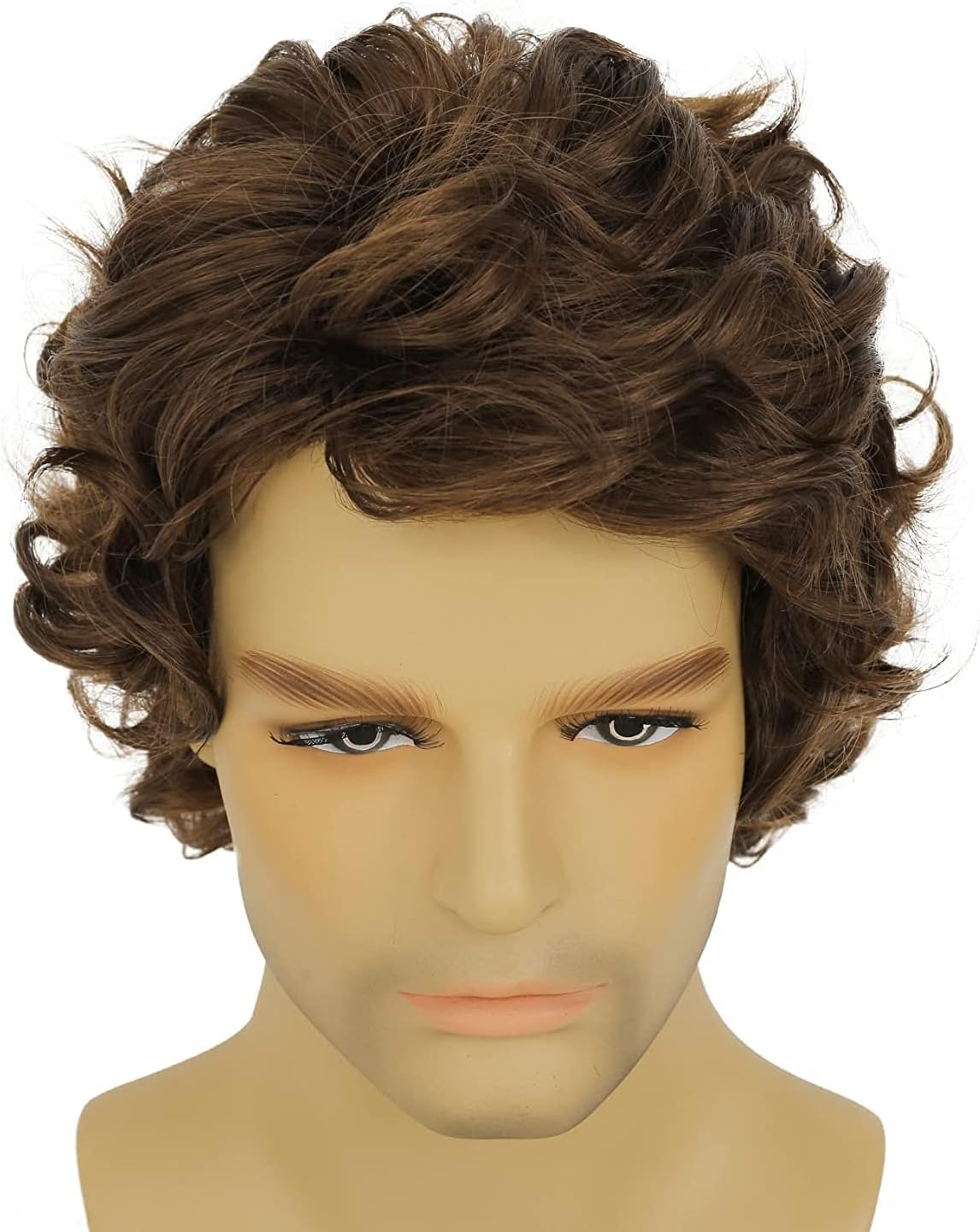 Short Brown Wig for Men, Synthetic Halloween Costume Men'S Wigs image number 6