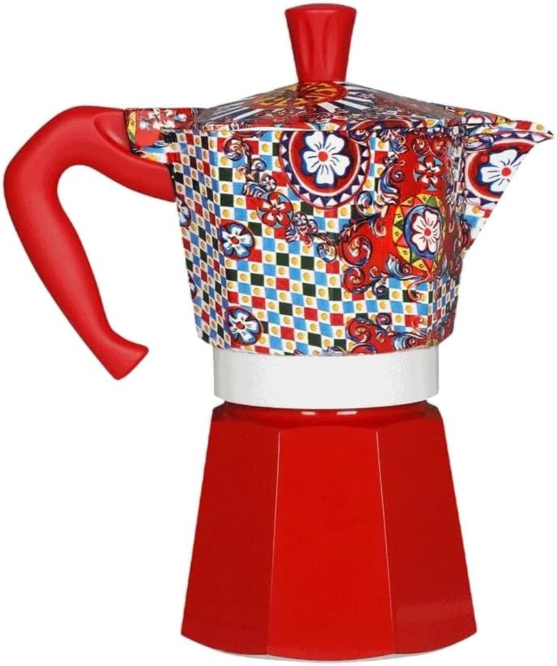 Bialetti Dolce&Gabbana Sicilian Cart Moka Express Coffee Maker | Italian Design with Aluminium Body & Thermoplastic Handle | Suitable for Gas, Electric & Glass Ceramic Hobs &ndash; 250 Ml Capacity, 6 Cups image number 3