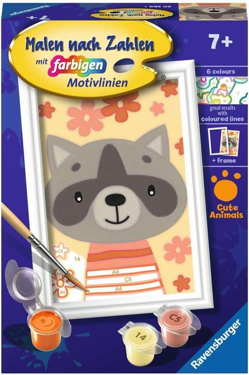 Ravensburger Malen Nach Zahlen 20288 - Lieber Waschb&auml;r - Kinder Ab 7 Jahren image number 1