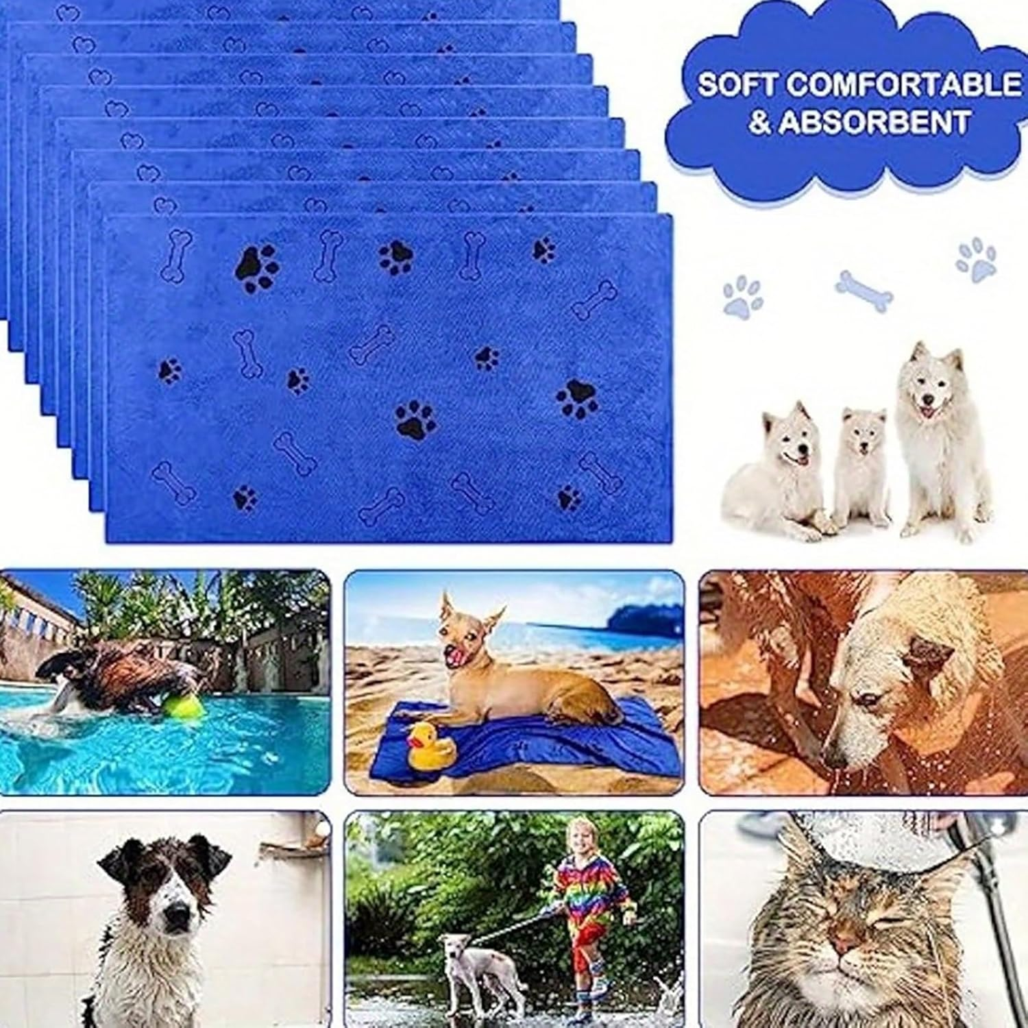 Quick Dry Dog Bath Towel Pack of 2 Large Microfiber Pet Towels Super Absorbent Puppy and Cat Shower Essentials