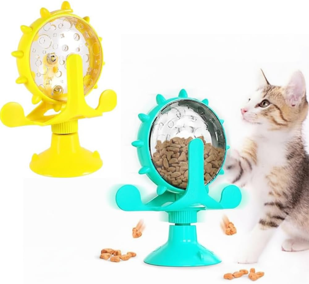 RUTREZOGO 2-Pack 360&deg; Rotating Pet Puzzle Toy - Adjustable Treat Dispenser for Cats & Dogs, Slow Feeder Enrichment Toy with Suction Cup for Small/Medium/Large Pets, Blue image number 3