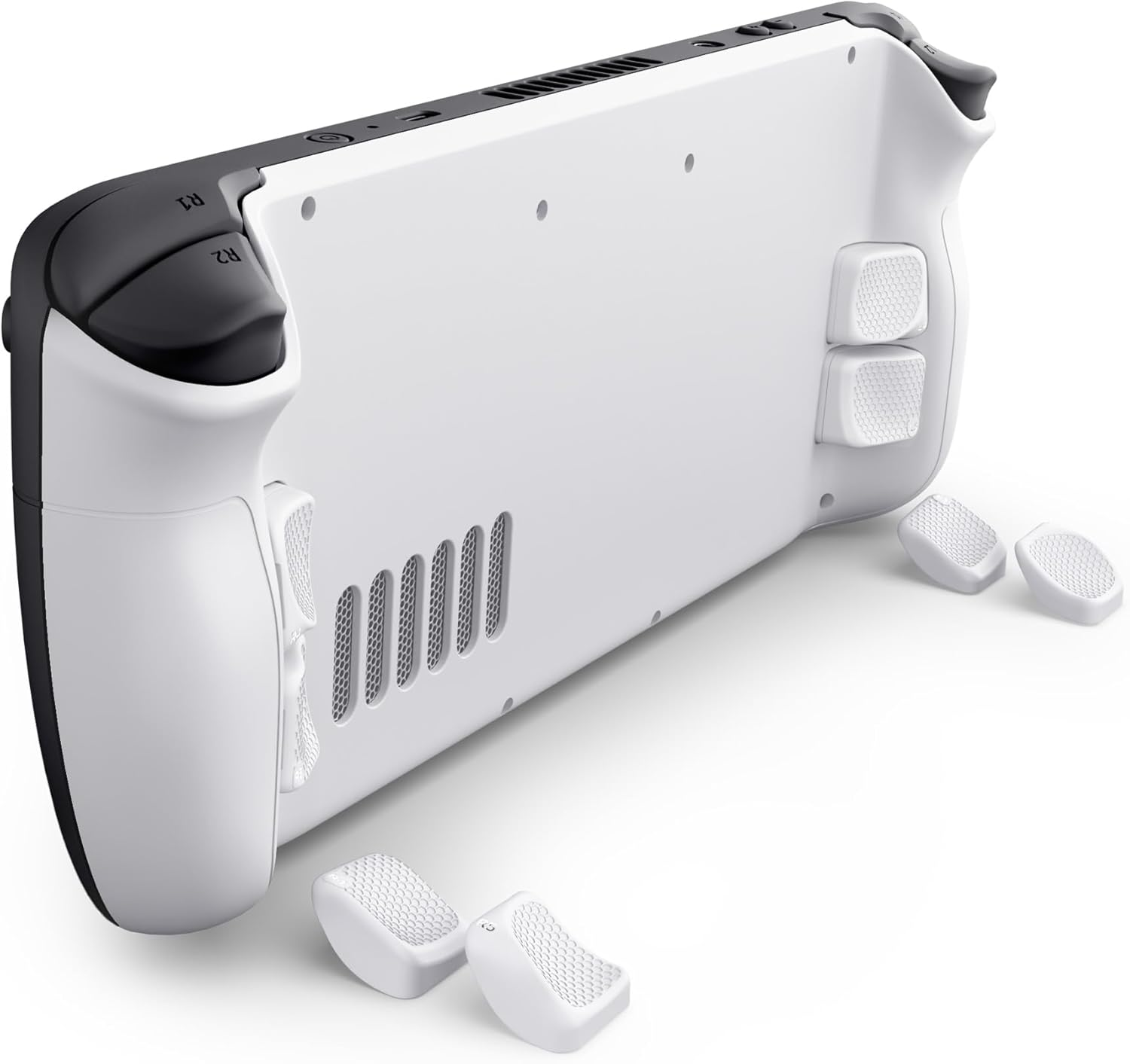 Extremerate Interchangeable Back Buttons Bottom Shell for Steam Deck LCD & OLED, Replacement Ergonomic Fingers Grip L4L5 R4R5 Back Shell for Steam Deck - with 2 Height Adjustable Buttons - Black