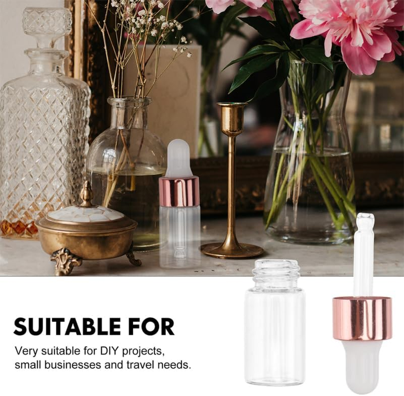 ULTECHNOVO 50Pcs Essential Oil Bottle 5Ml Dropper Bottles Glass Bottles with Droppers Glass Bottle with Dropper Glass Container with Lid Carafe with Lids Mini Travel Chemicals Soda Lime Glass image number 6