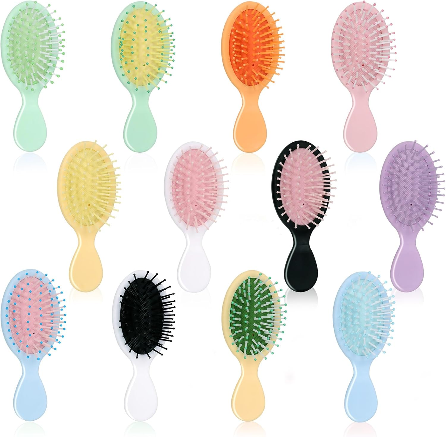 Swpeet 12Pcs Multicolor Mini Wet Hair Brush Assortment Kit, Travel Detangling Brush Small Paddle Hair Brush Pocket Travel Hair Brushs with Ease Knots Air Cushion Comb for All Hair Types image number 2