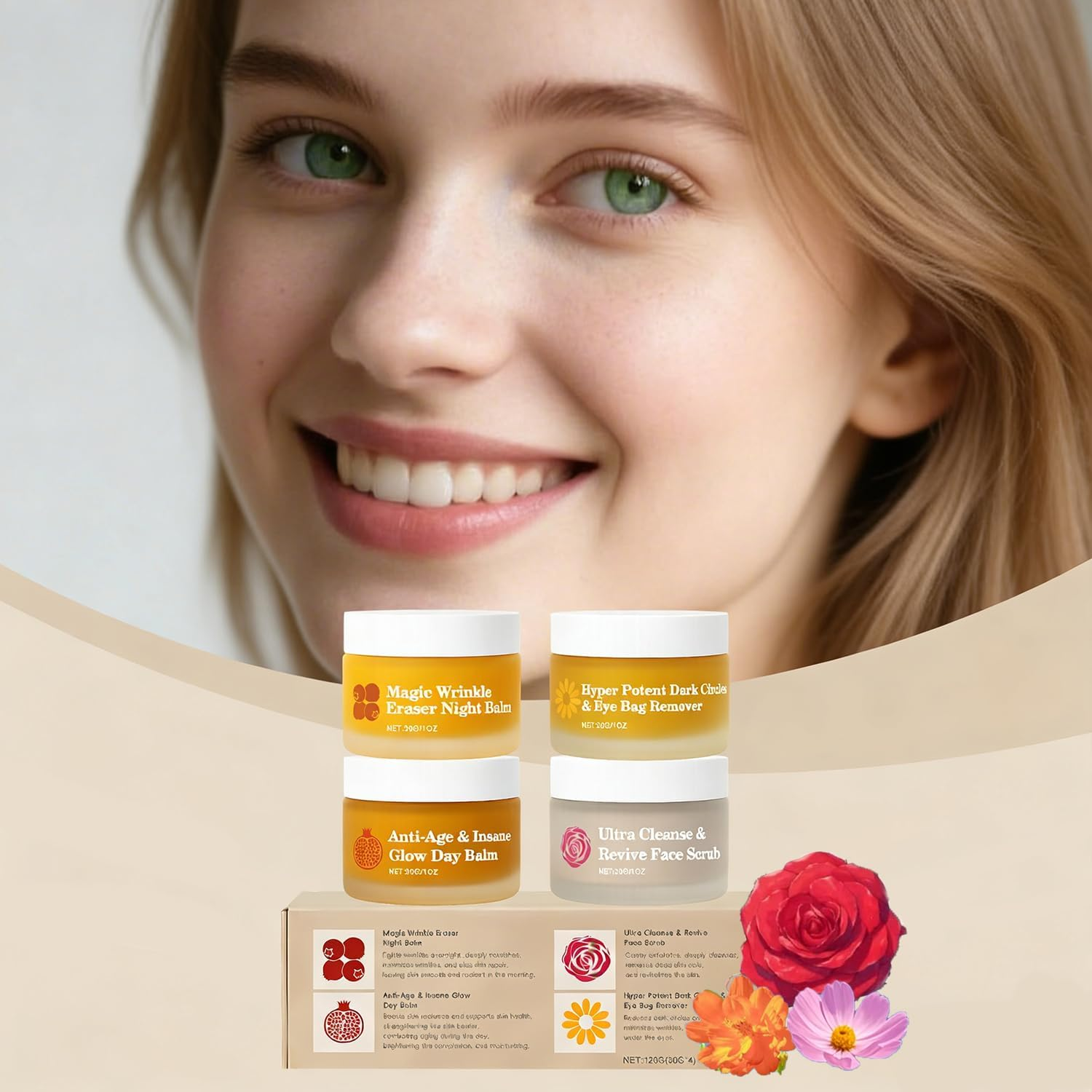 Face Cream Set for Mature Skin, 4-In-1 Skin Care with Deep Hydration, Firming & Nourishing Day and Night Cream for Women, 30Ml X 4 (1 Pcs) image number 5