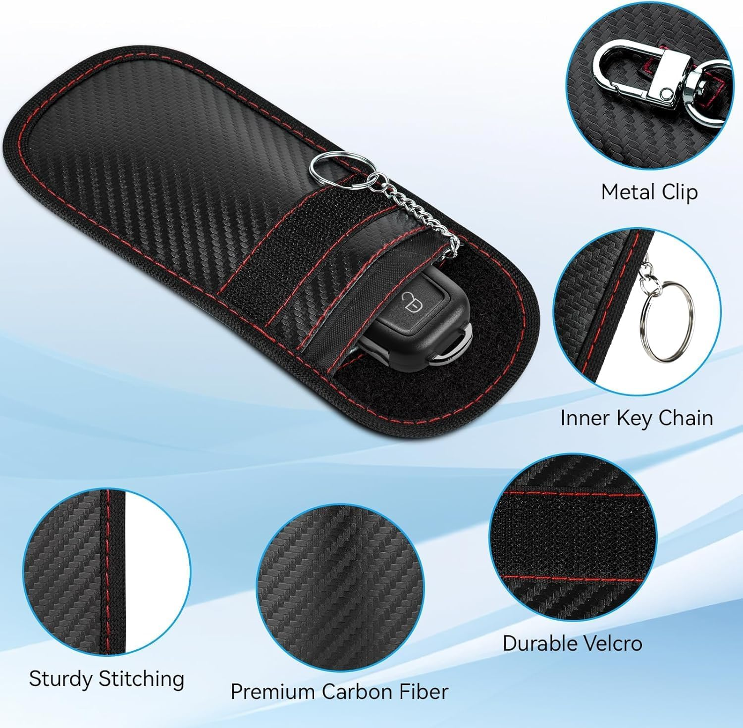 2-Pack Faraday Pouch for Car Keys &ndash; Signal Blocking Bag for Keyless Entry, RFID Blocker Case &ndash; Anti-Theft Protection for Key Fobs, Blocks Remote Hacking & Unauthorized Access image number 3