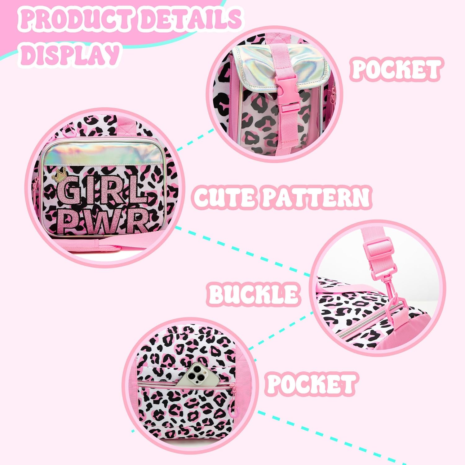 Kids Duffle Bag Girls Dance Bag for Kids Overnight Bags for Teen Girls Sports Gymnastics Bags with Shoe Compartment, S-Love Leopard, 20"X11"X8.2" image number 2