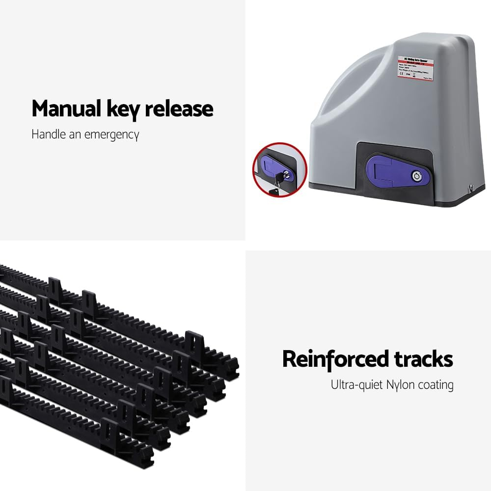 Electric Sliding Gate Opener 800KG Auto Remote Hardware Kit Rail 6M image number 3