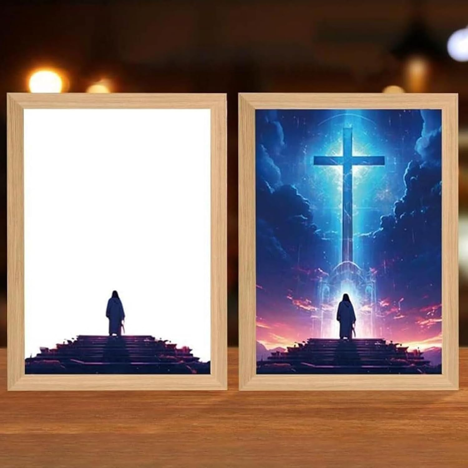 Jesus Night Light, 4D Jesus Light up Picture, Led Religious Painting Decoration for Home Decor Living Room Bedroom Church Easter Christmas Birthday image number 1