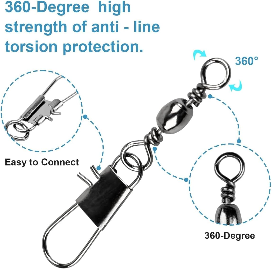 AIMALL 2 Boxes B Type Pin Connector Carbon Steel Shape Swivel Quick Eight Ring Pin Connectors for Fishing Gear Accessories image number 1