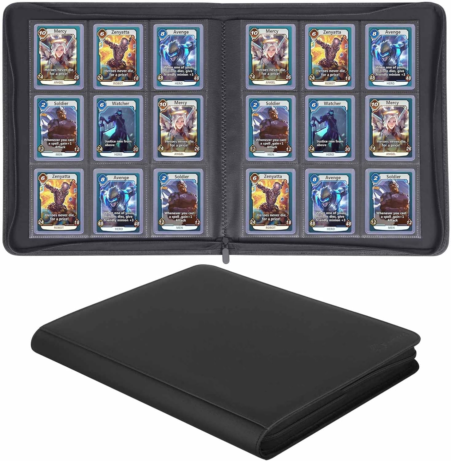 Famard 9-Pocket Binder Fit for Toploader, Trading Card Storage Album Compatible with 288 Top Loaders for Cards, Double-Sided Pockets for 3" X 4" Rigid Card Holders (White-Red)