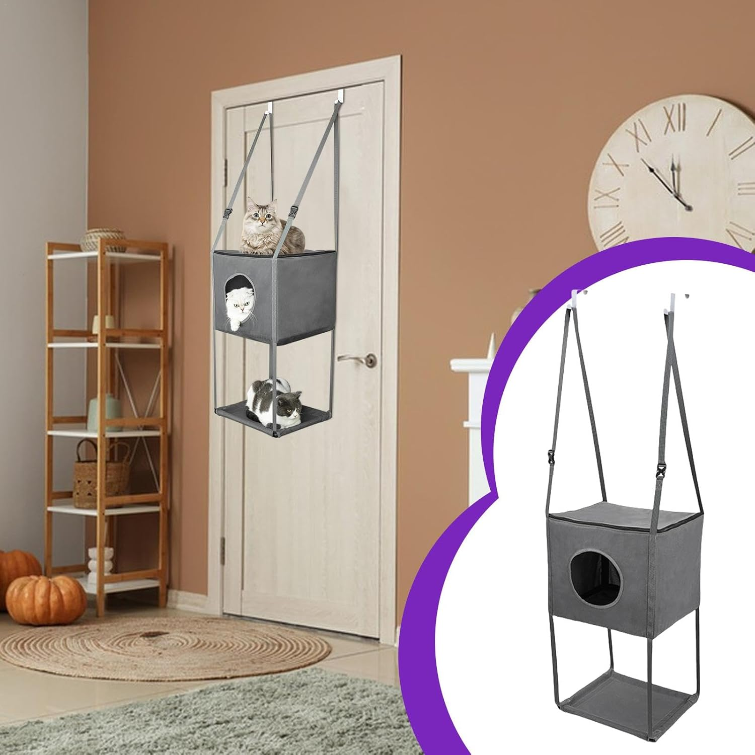 Cat Climber Bed - Cat Tree | Cat Hammock Bed | Breathable Cat Climber | 16X13Inches Door-Mounted Cat Hammock | Removable Cat Swing | Door Cat Tree | Adjustable Cat Bed Pet Perch for Indoor image number 6