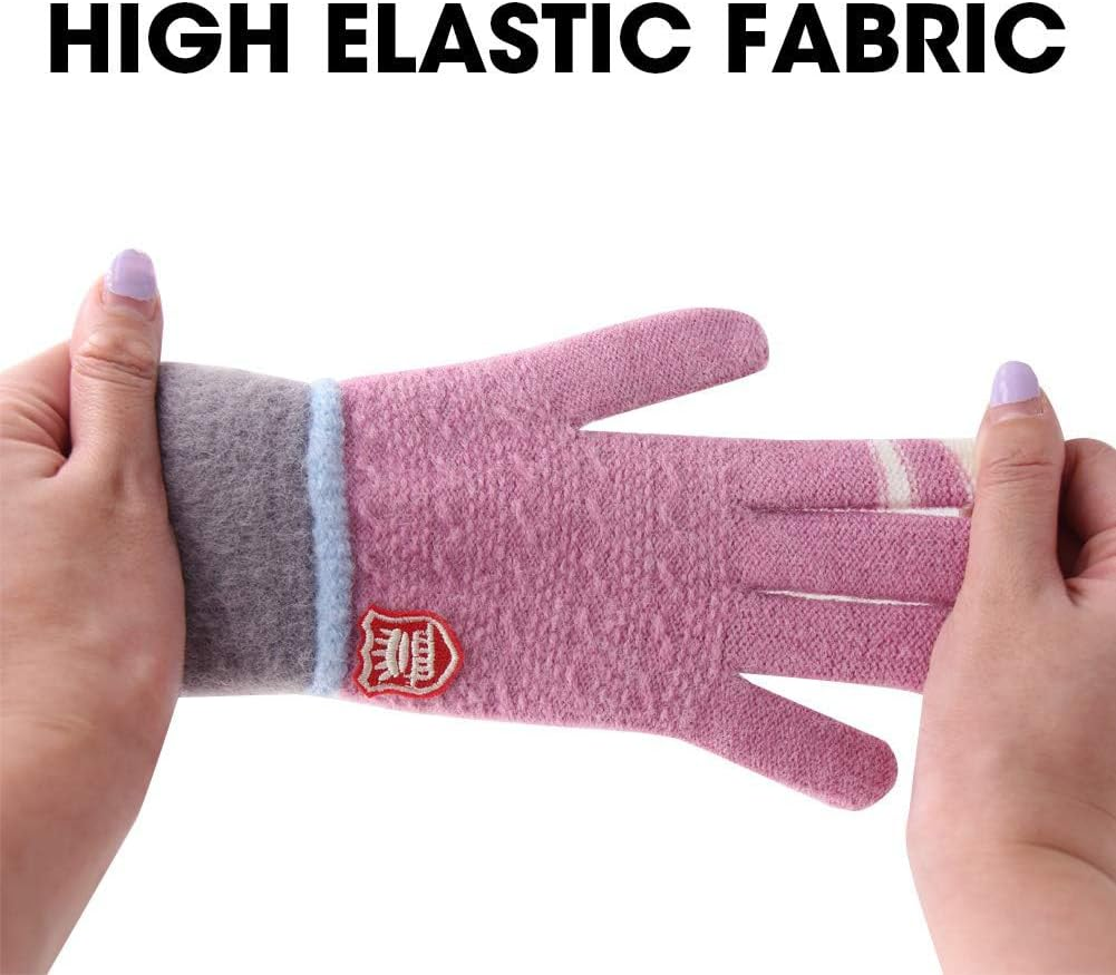 ORVINNER Kids Winter Gloves for Boys Girls, 3 Pairs Children Warm Wool Lined Gloves Toddler Thermal Knitted Mittens - A2 - Black / Dark-Blue / Gray Pack image number 3