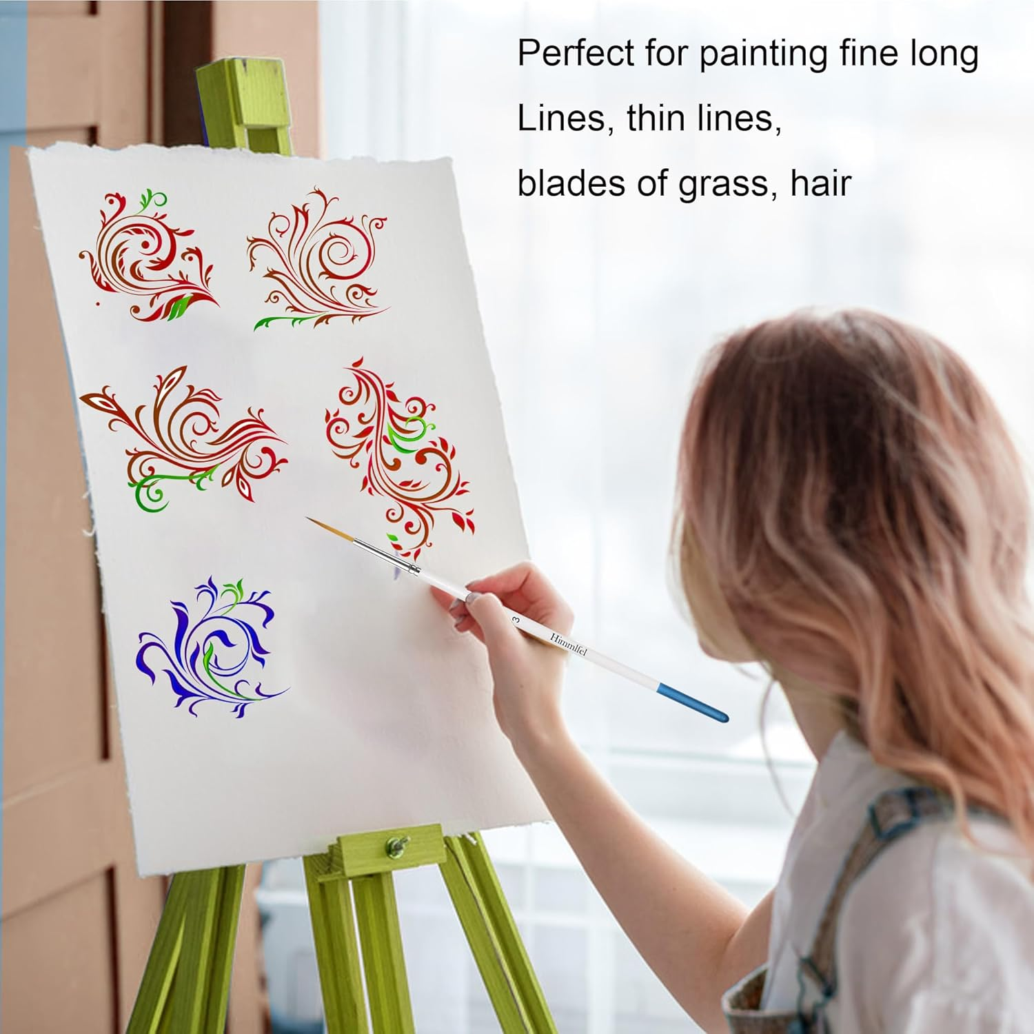 Himmlfel Rigger Brush Set, 6 Pcs Rigger Brushes for Painting Fine Long Lines, Thin Lines, Blades of Grass, Hair and More. Paint Brushes for Acrylic, Watercolour, Oil and Gouache Painting