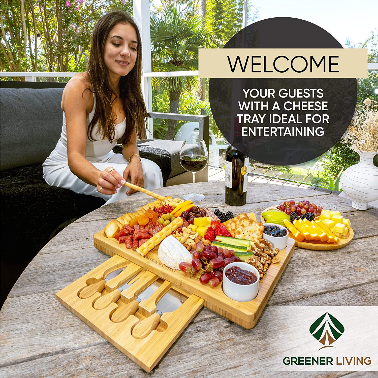 Sleek Cheese Board and Charcuterie Set &ndash; Elegant Fruit Tray for Housewarming, Wedding, or Engagement &ndash; a Thoughtful Birthday Gifts &ndash; for Women, Mum, Her, or Wife