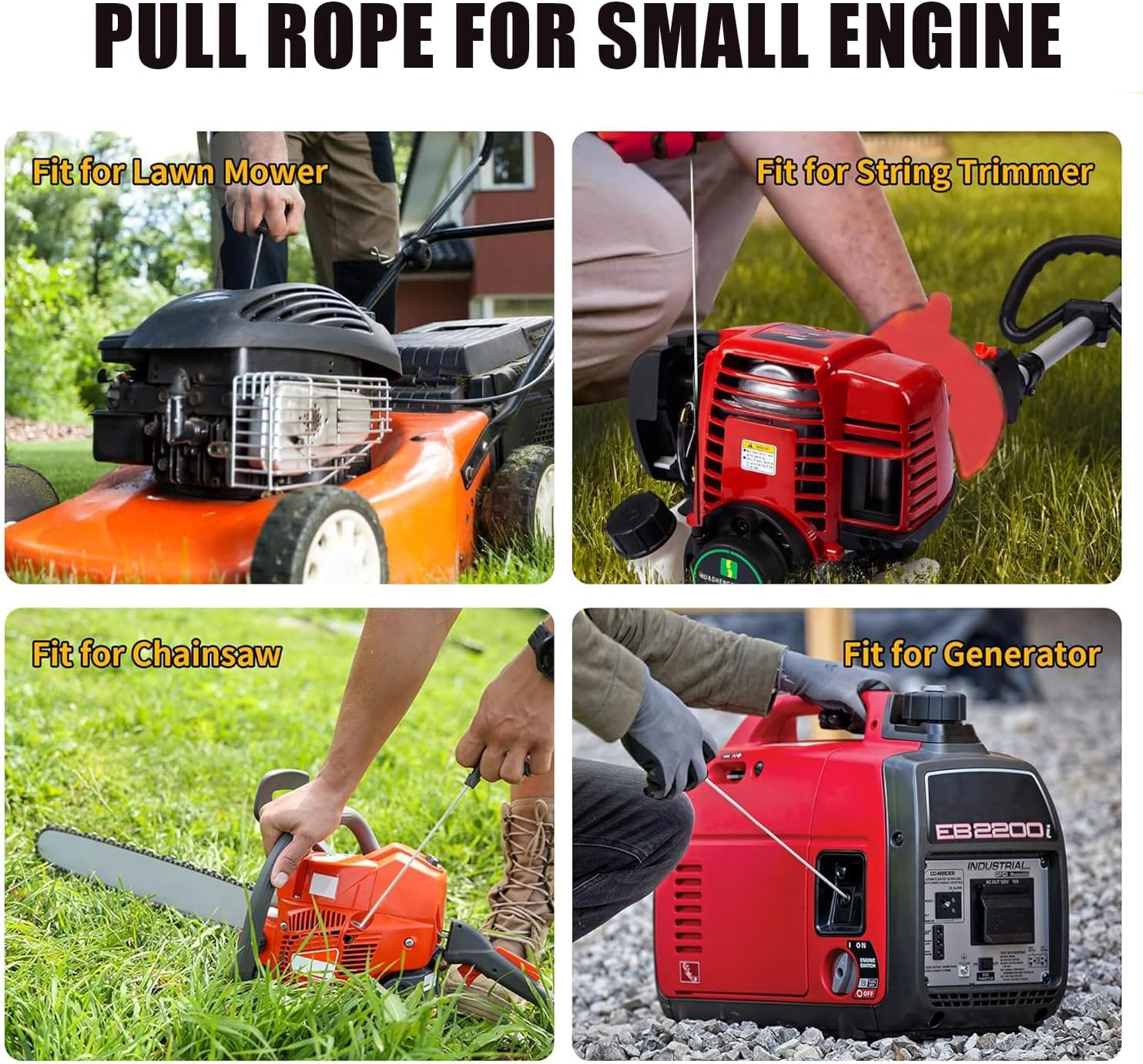 5-Piece Set of 3.9-Foot Drawstring with Recoil Starter Handle, Compatible with Honda GX160 GX200 GX240 GX270 4.0Mm Drawstring, Lawn Mower, String Trimmer, Generator, Small Engine image number 2