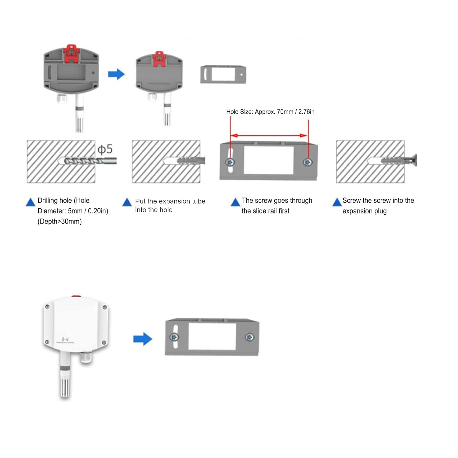 High Accuracy Temperature Humidity Sensor Transmitter, Wall Mounted 4-20Ma Analog Output ABS Material image number 1