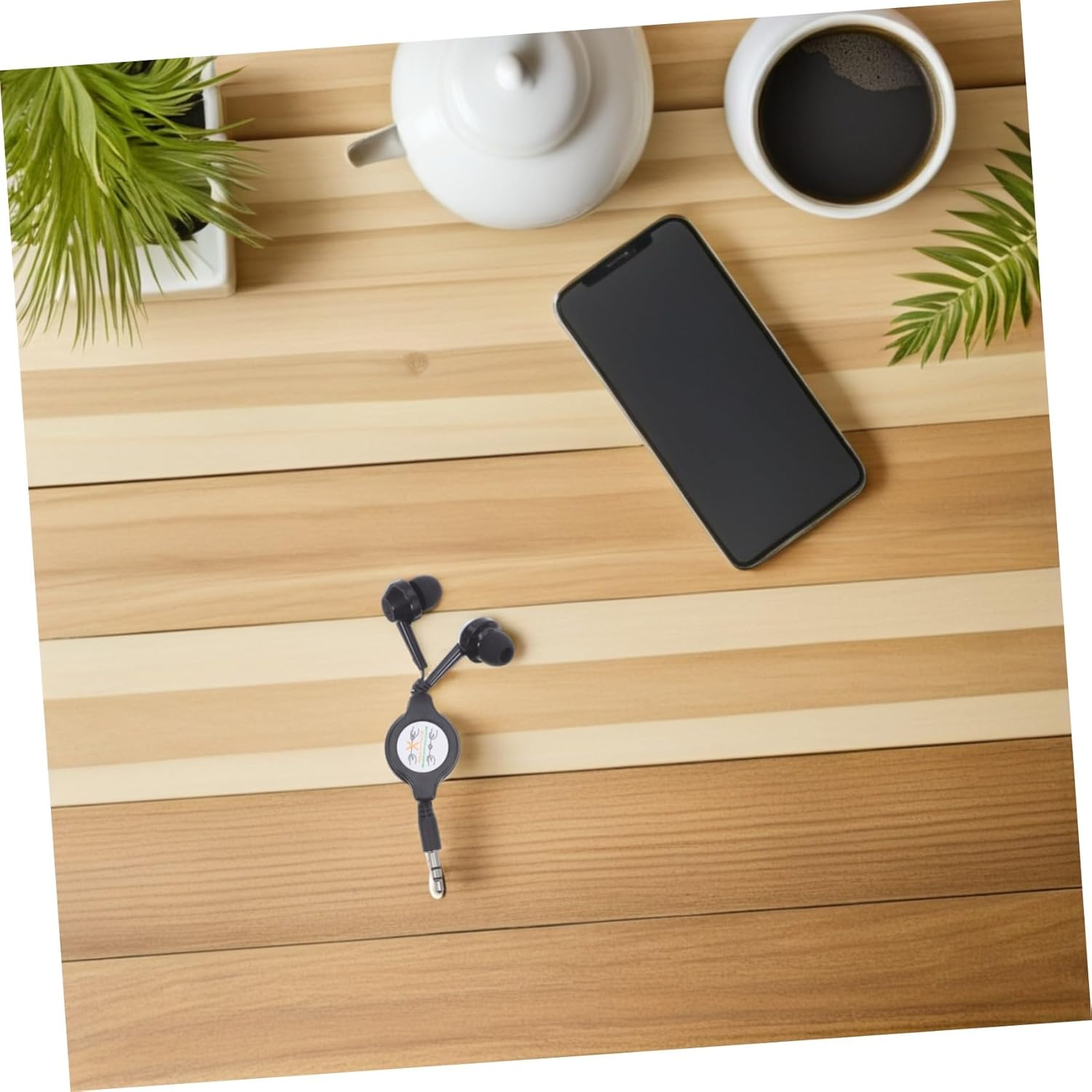 TOBBOMEY 2Pcs Retractable In-Ear Earbuds Wired Earphones with Twin-Pull Cable Stable Fit and Portable Design for Travel Gym Office Home Black Headphones image number 3