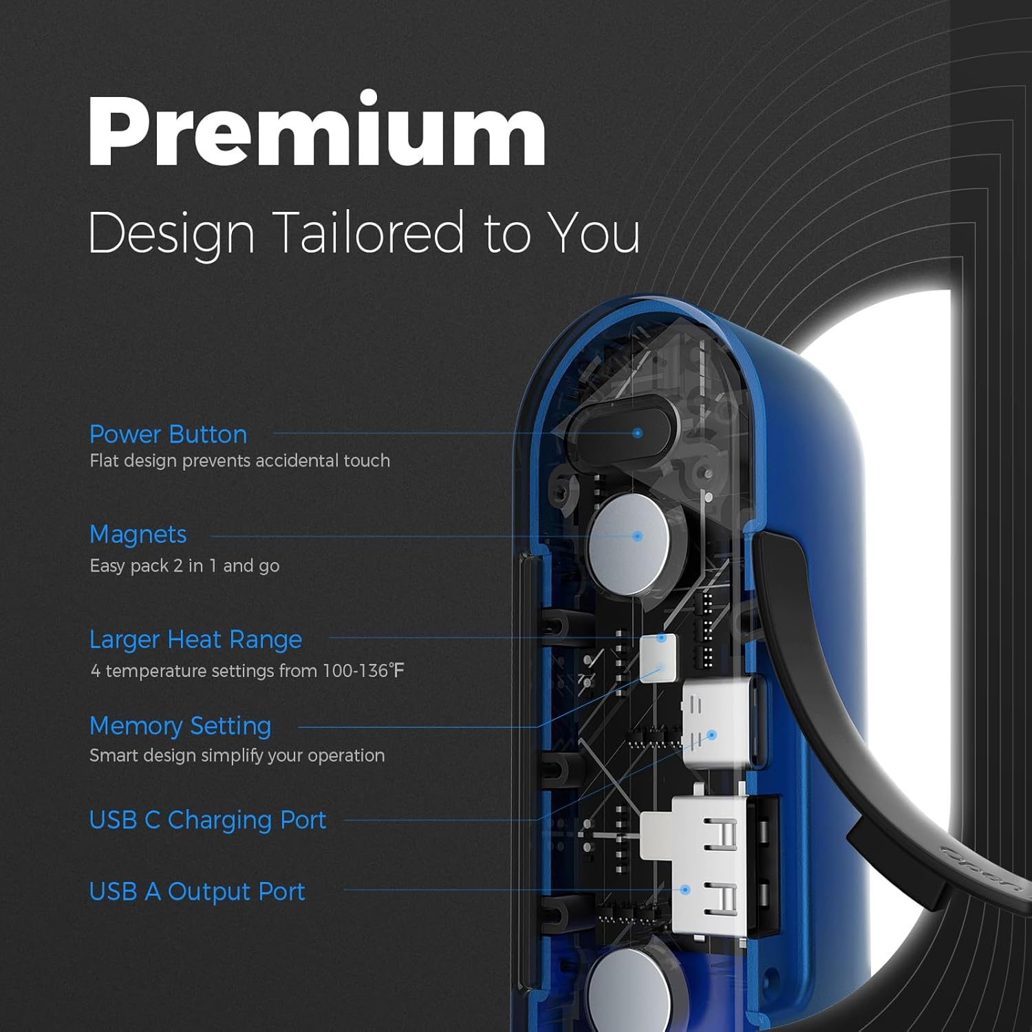 OCOOPA Hand Warmers Rechargeable 2 Pack, Magnetic Electric Handwarmer, 16 Hrs Warmth 4 Levels Heat up to 145℉, USB-C Portable Charger 10000Mah, Raynauds, Golf, Tech Gifts for Men, Union Ut2S(Magtwins) image number 6