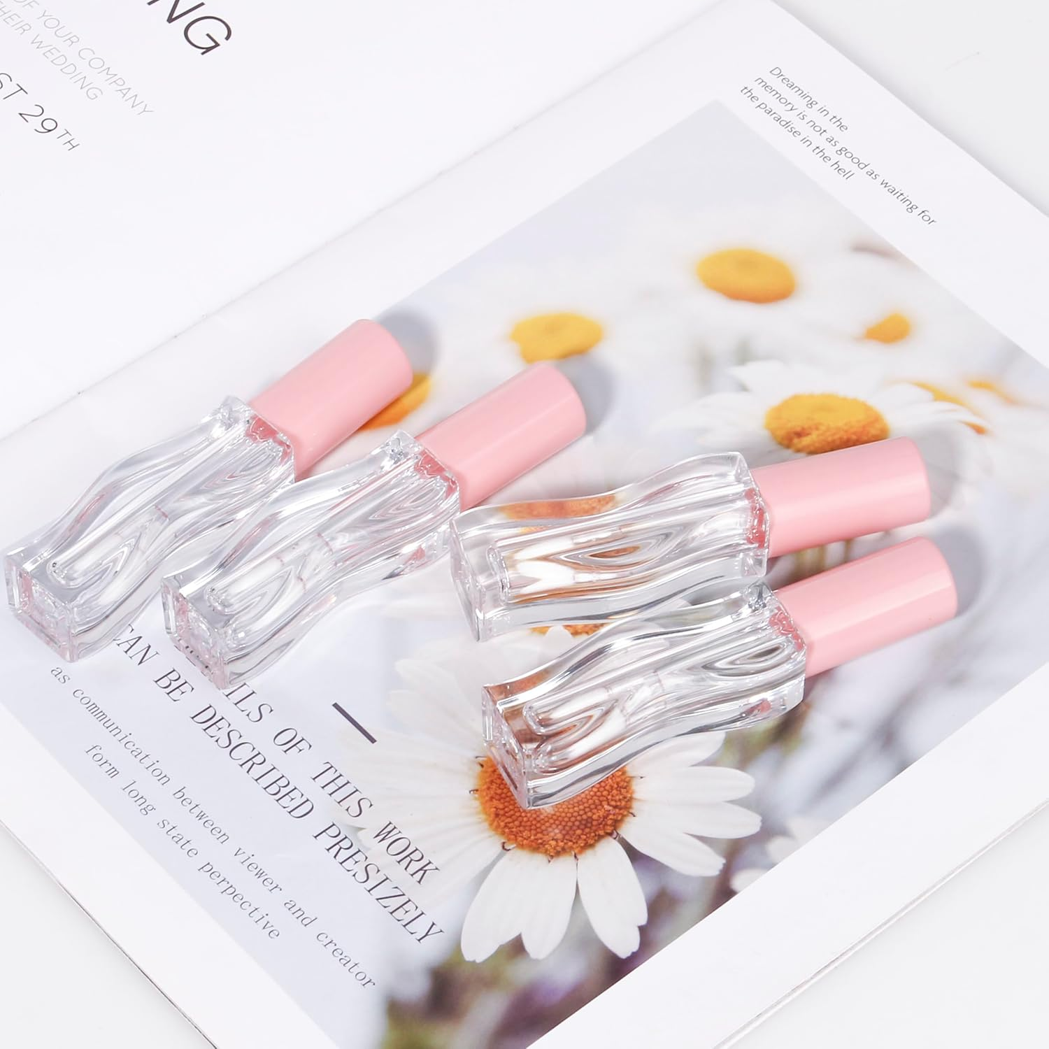 COSIDEA 30Pcs Empty 2.5Ml/0.08Oz Pink Lip Gloss Tubes with Wand Unique Wave Shape Lipgloss Tube Container Small Capacity for Lip Tint DIY image number 4