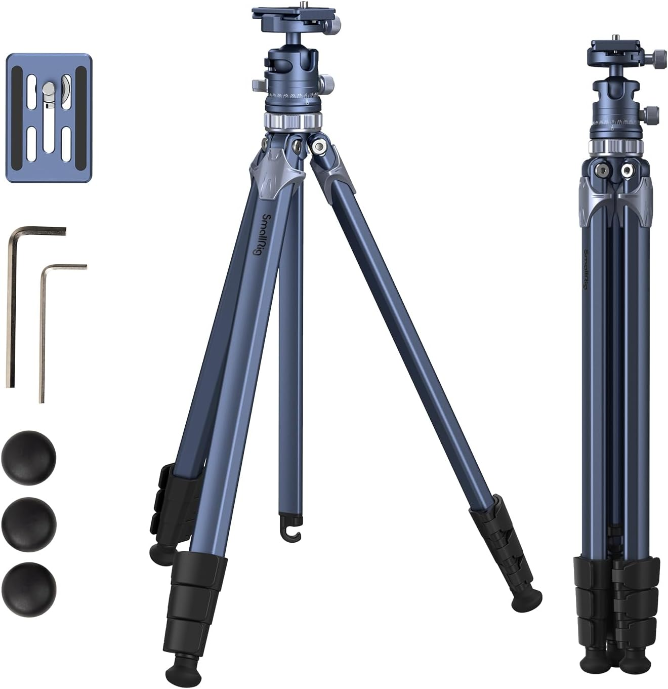 Smallrig 63" Lightweight Travel Tripod, Camera Tripod with Compact Unconventional Center Column, 360&deg; Ball Head, QR Plate, Travel Bag, Load up to 17.6 Lbs / 8 Kg, for Most DSLR Cameras -4222 image number 6