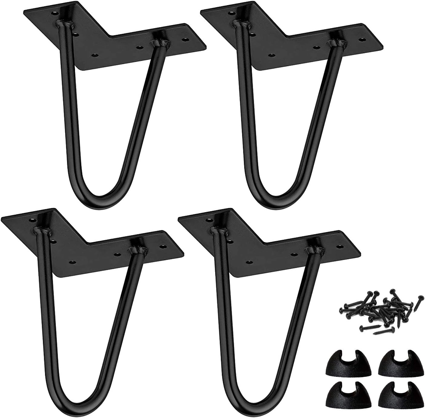 La Vane 8 Inch Hairpin Table Legs (4-Pack), 20Cm Mid-Century Modern Metal Furniture Legs for Coffee Table, Desk, Cabinet, TV Stand, Bench - with Screws & Floor Protectors