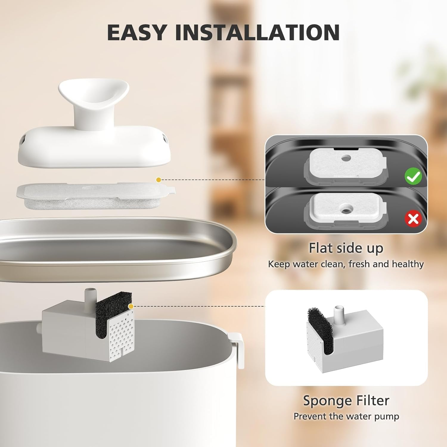 Cat Fountain Filter, Pack of 16 Water Fountain Filters for Dockstream Drinking Fountain for Cat PLWF105/PLWF115/PLWF005, Replacement Filter for Drinking Fountains, 16 Pieces Carbon Filters and 16 image number 6