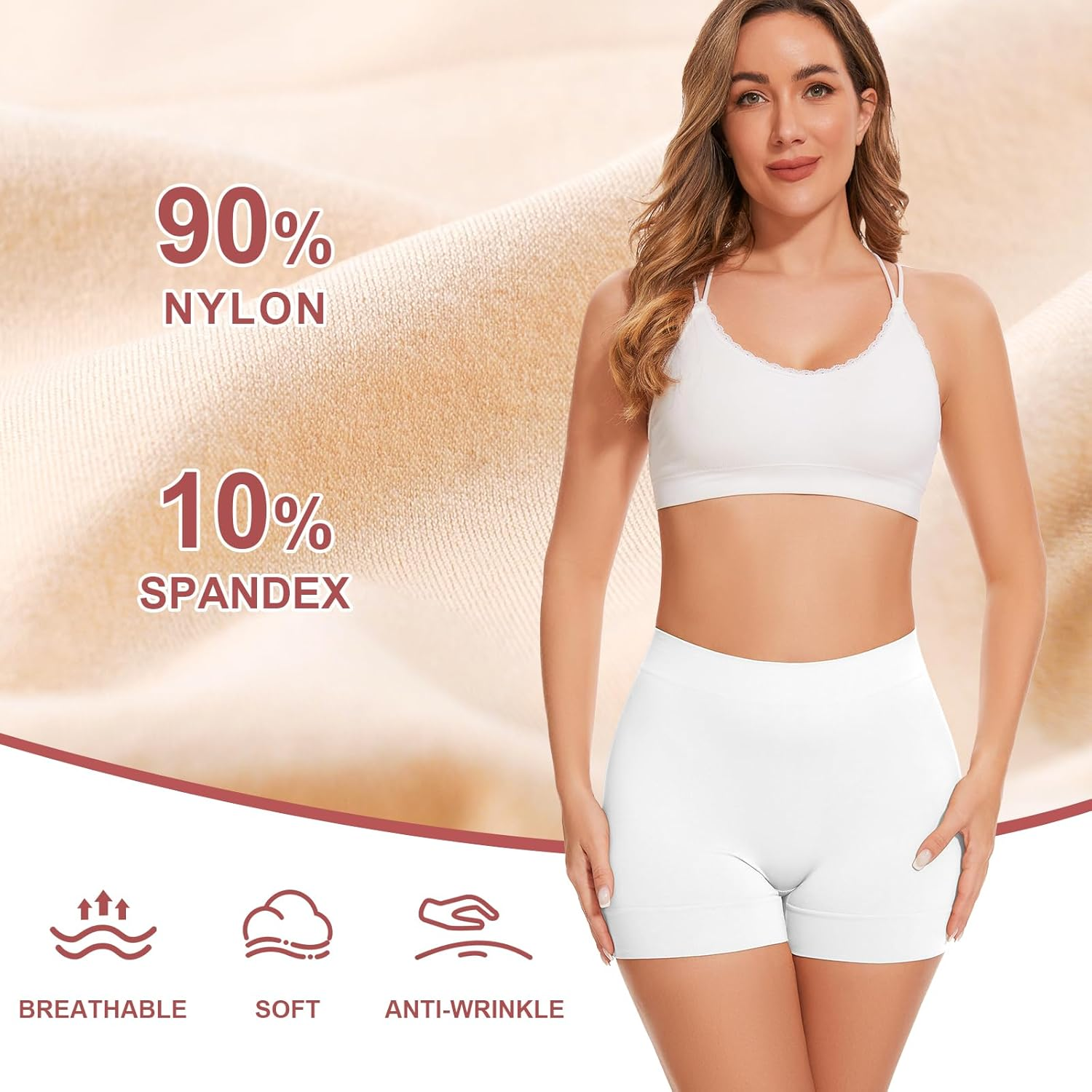 UUMIAER Slip Shorts for Women under Dresses, anti Chafing Shorts Boyshorts Panties Shapewear Yoga Shorts Biker Shorts image number 2