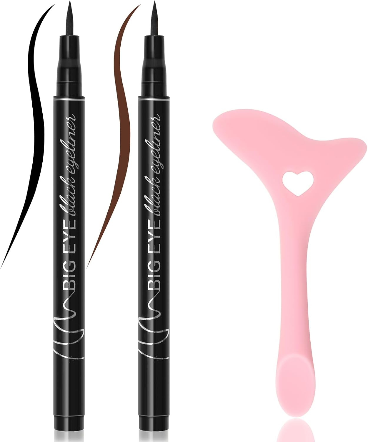 Boobeen 2Pcs Liquid Eyeliner Black Brown, Waterproof Eyeliner Pen with Winged Eyeliner Tool, Creates Bold Cat Eye Makeup image number 5