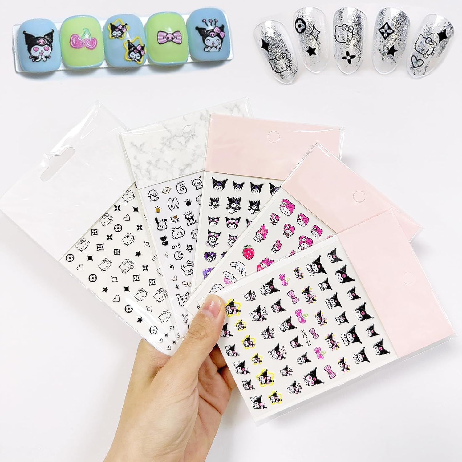 5 Sheets Animal Nail Art Stickers,Cute DIY Nail Art Decoration Set,Purr-Fectly Adorable Stickers Decals,False Nail Manicure Decals,Kawaii Phone Case/Water Cup Stickers for Women - Butterfly image number 5