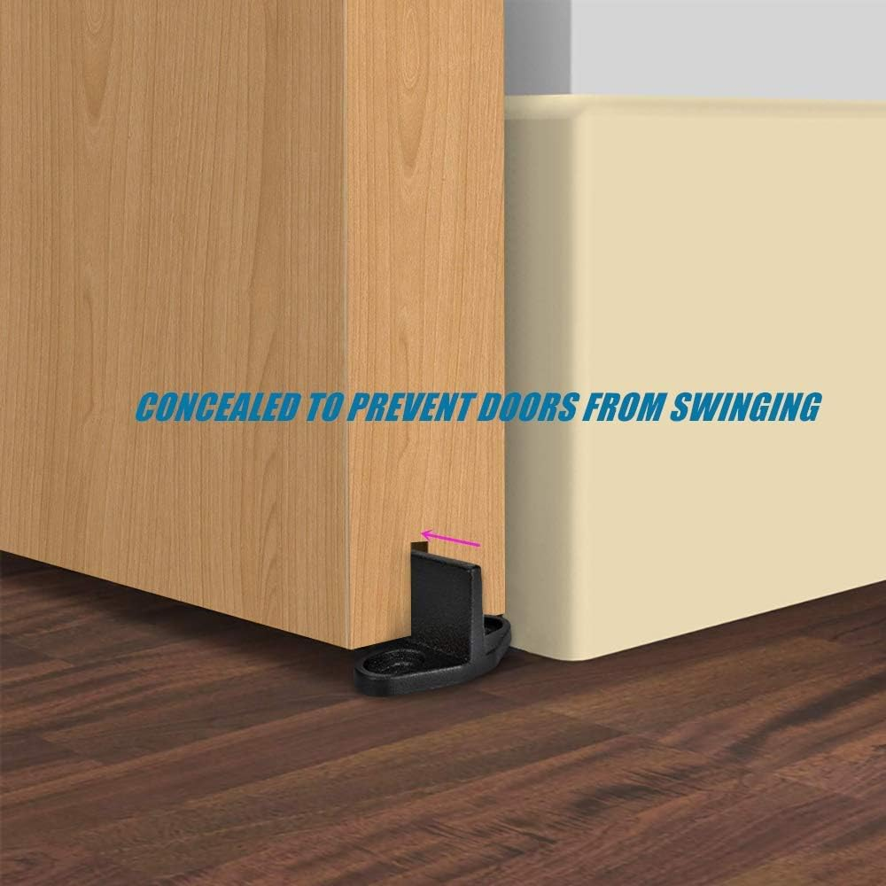 Homode Bottom Guide, 2 Pack Floor Guides Metal Steel Hardware for Sliding Barn Door, Powder Coated Black