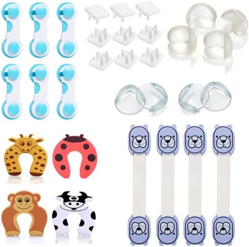 ALPERO'S Complete Baby Proofing Kit(42Pcs) - Child Safety Locks for Cabinets & Drawers, Adjustable Safety Latches, Corner Guards and Outlet Covers - Baby Proof Pack to Keep Your Child Safe at Home image number 4