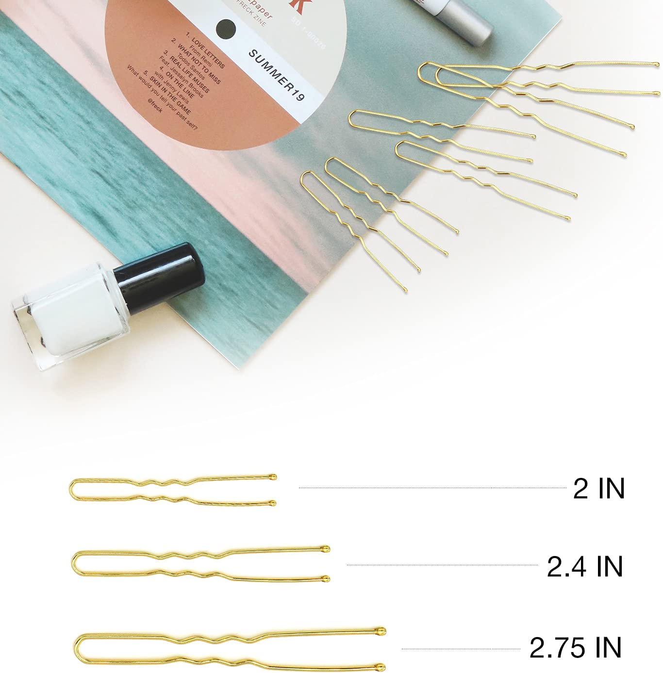 Hoyols U Shaped Hair Pins Blonde, Assorted Size U Shape Bobby Pins, Metal Curved Curly Bun Clips Hairpin Crimped Design with Ball Tips for Buns Women Girls Grips Hairstyle Updo Thin Thick Hair Gold, 150 Count Bulk Pack (Blonde) image number 1