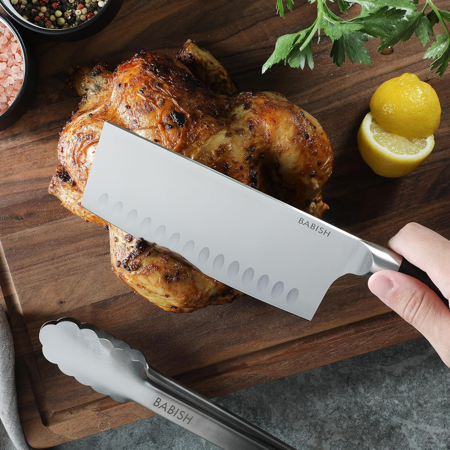 Babish High-Carbon 1.4116 German Steel 6.5 Inch Full Tang, Forged Cleaver Kitchen Knife image number 5
