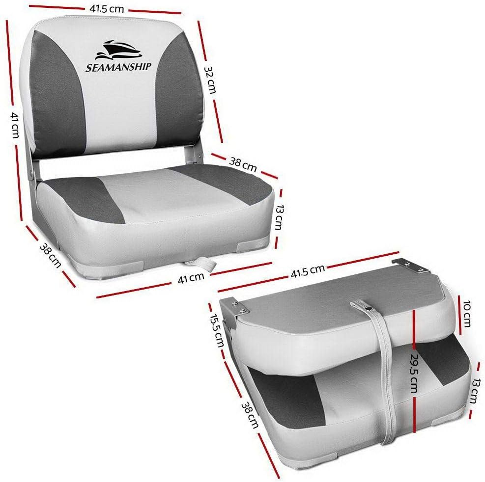 Seamanship Boat Seats, Set of 2 Folding Seat Swivel Chair Floor Chairs Marine Seating Fishing Outdoor Accessories, All Weather Conditions Stainless Steel Grey image number 6