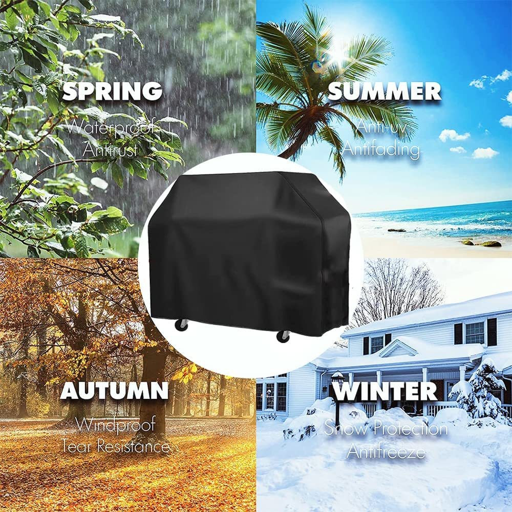 Gas Grill Barbecue Cover Skyour Waterproof BBQ Gas Grill Smoker Cover Weather Resistant UV Heavy Duty Patio Outdoor Gas Barbecue BBQ Grill Covers (M: 39X24X59In)