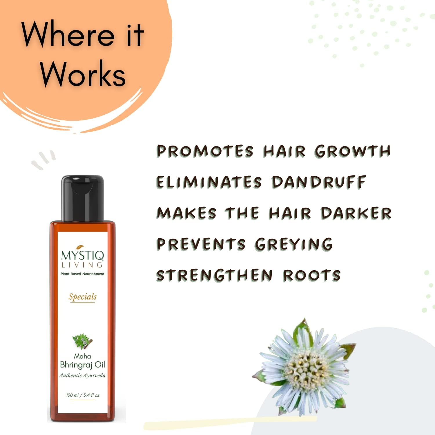 Mystiq Living Specials - Maha Bhringraj Hair Oil,100Ml | 9 Ayurvedic Extracts image number 1