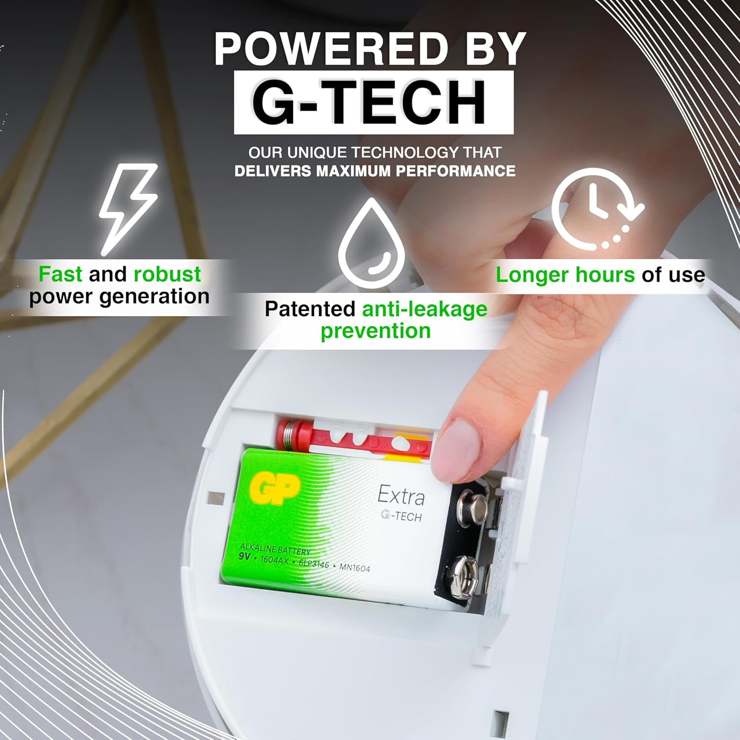 GP Batteries 9 Volt, PP3 - MN1604 &ndash; 6LR61 &ndash; 6LF22, 9V Extra Alkaline Batteries, Ideal for Toys/Remote Controls/Radio&rsquo;S/Smoke Detectors | Pack of 8 image number 4