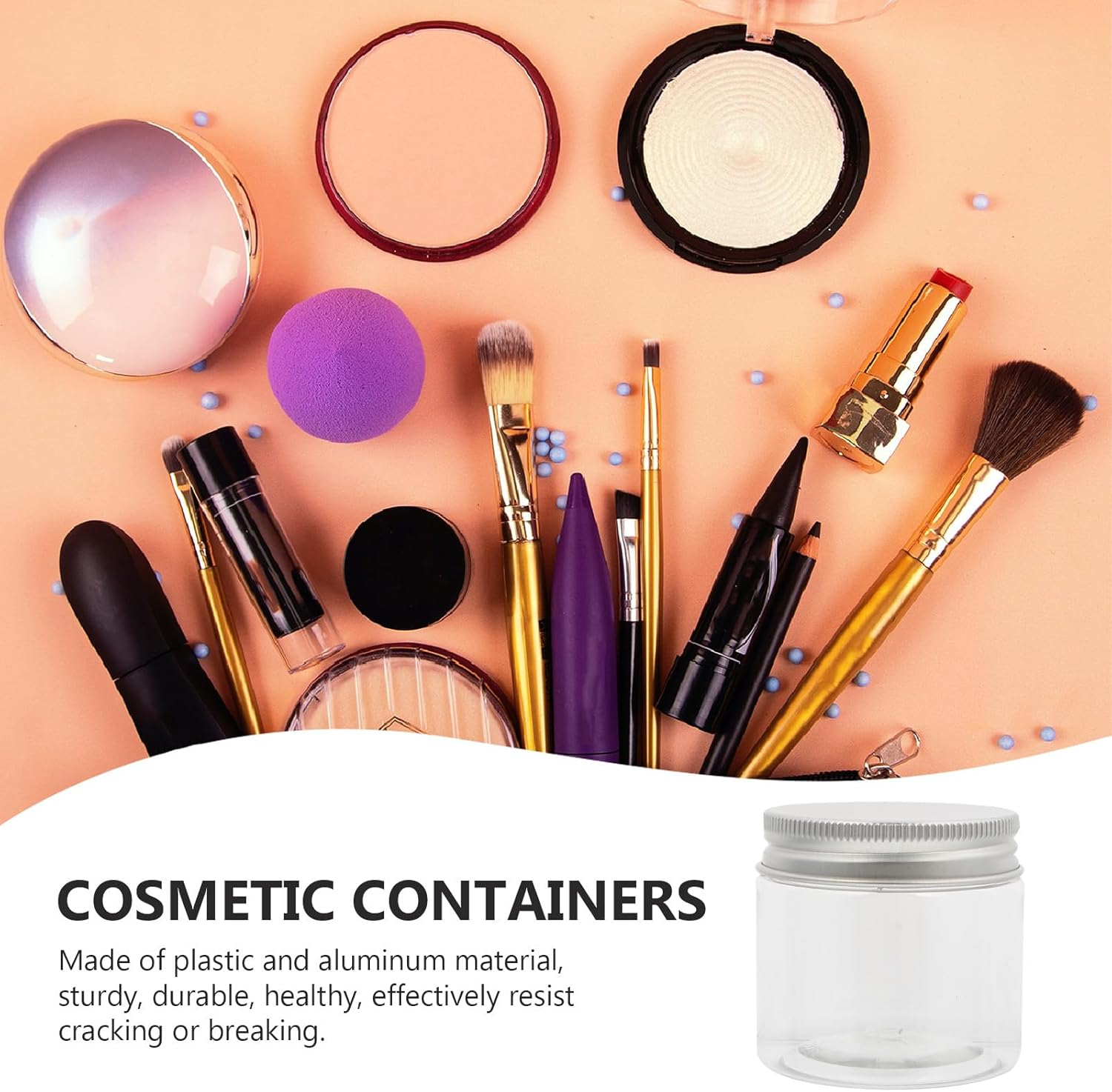 CONGARTENO 6Pcs 50G Travel Cosmetic Cream Jars with Natural Aluminum Lids and PVC Seals, Portable Empty Sample Containers for Skincare and Makeup Storage