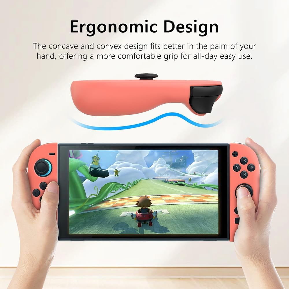 Pidynx Silicone Case Cover for Switch 2 Controllers - Skin-Friendly, Anti-Slip, Shockproof & Dust-Proof Protective Grip (0.06" Thin, Left & Right Pair, 45G) - Orange and Blue image number 3