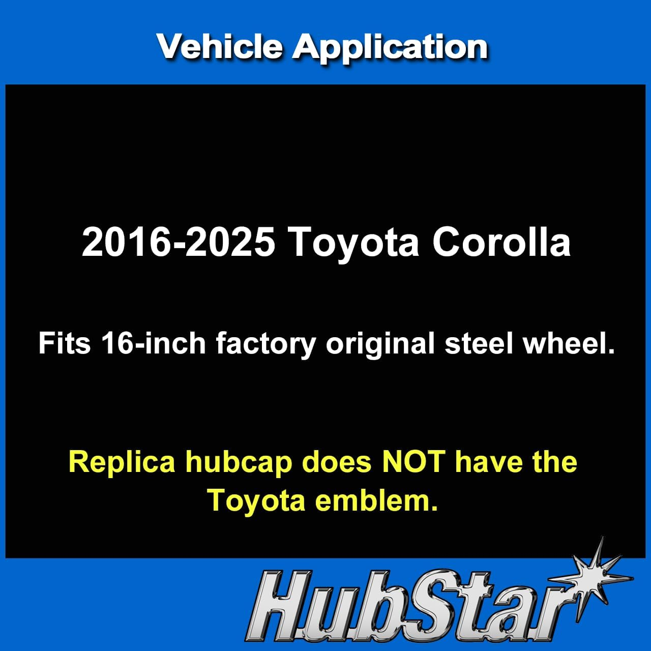 Hubstar Hubcap Replacement for Toyota Corolla 2016-2025, Premium Replica 16-In Wheel Cover, Silver (Set of 4) image number 1