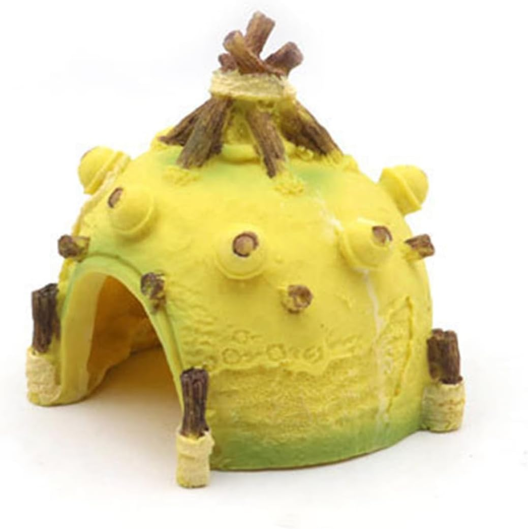 Yellow Aquariums Shelter Fish Tanks Hideouts Resins Decoration for Bettas Fishes Natural Resting Cave Natural Fish Habitats Simulation image number 3
