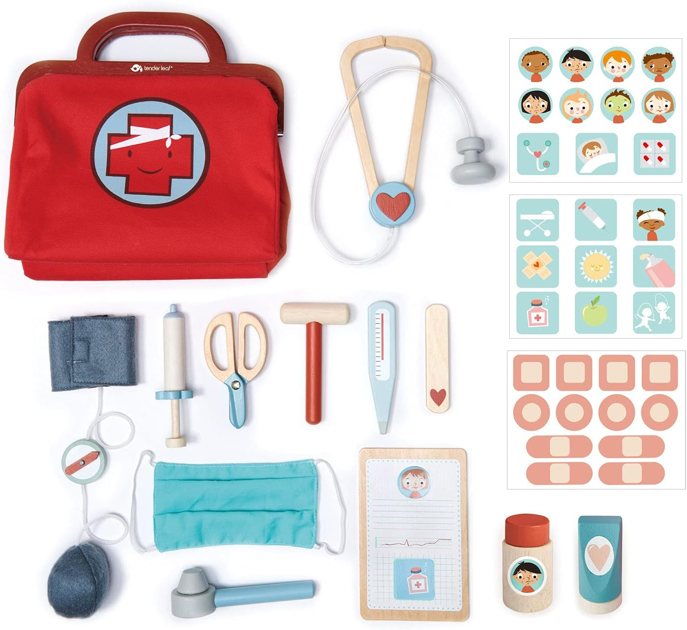Tender Leaf Toys Doctor'S Bag - Wooden Pretend Play Medical Kit for Children Practice Roleplay and Early Learning Development image number 4