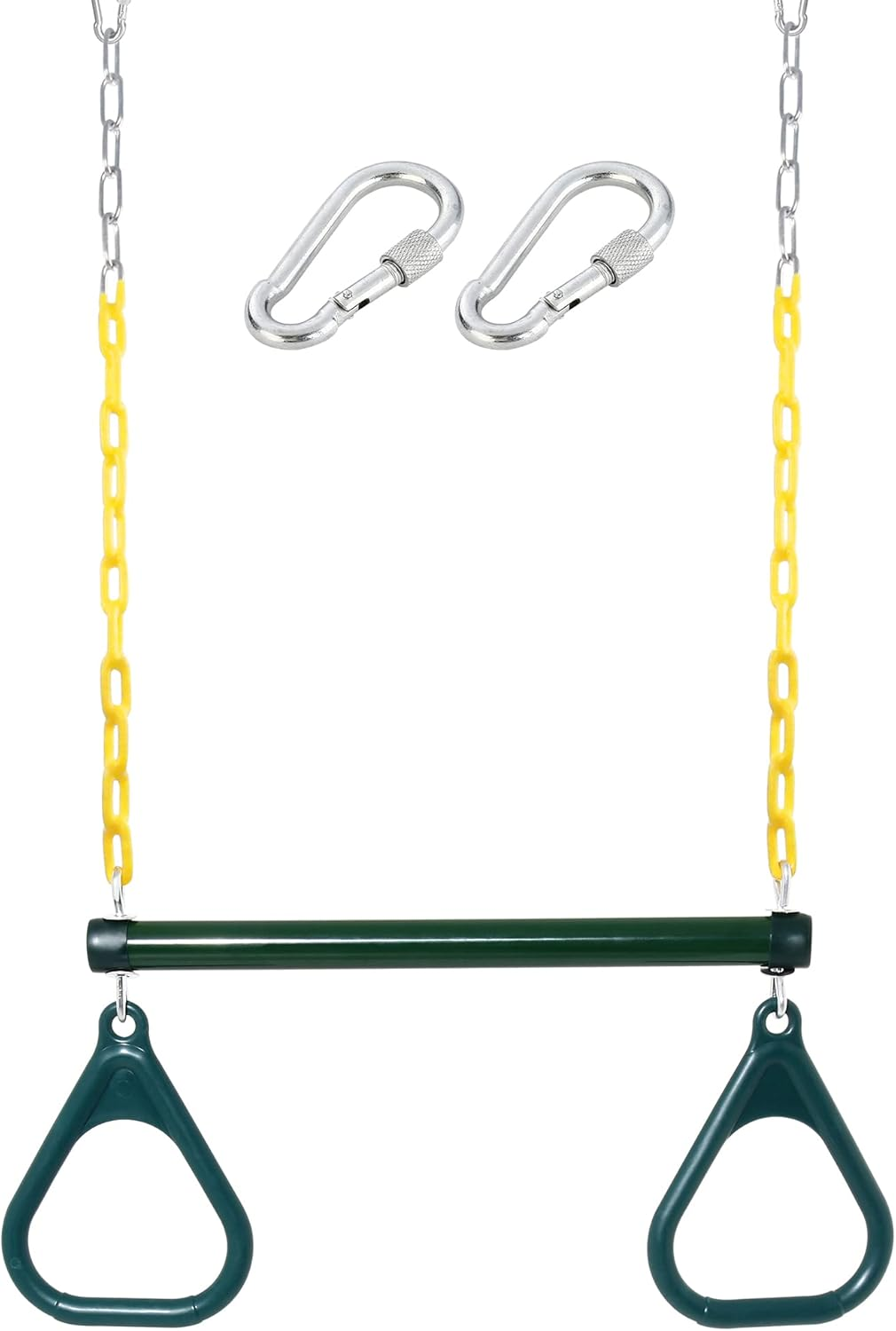 18' Trapeze Swing Bar Rings 48' Heavy Duty Chain Swing Set Accessories & Locking Carabiners&hellip;