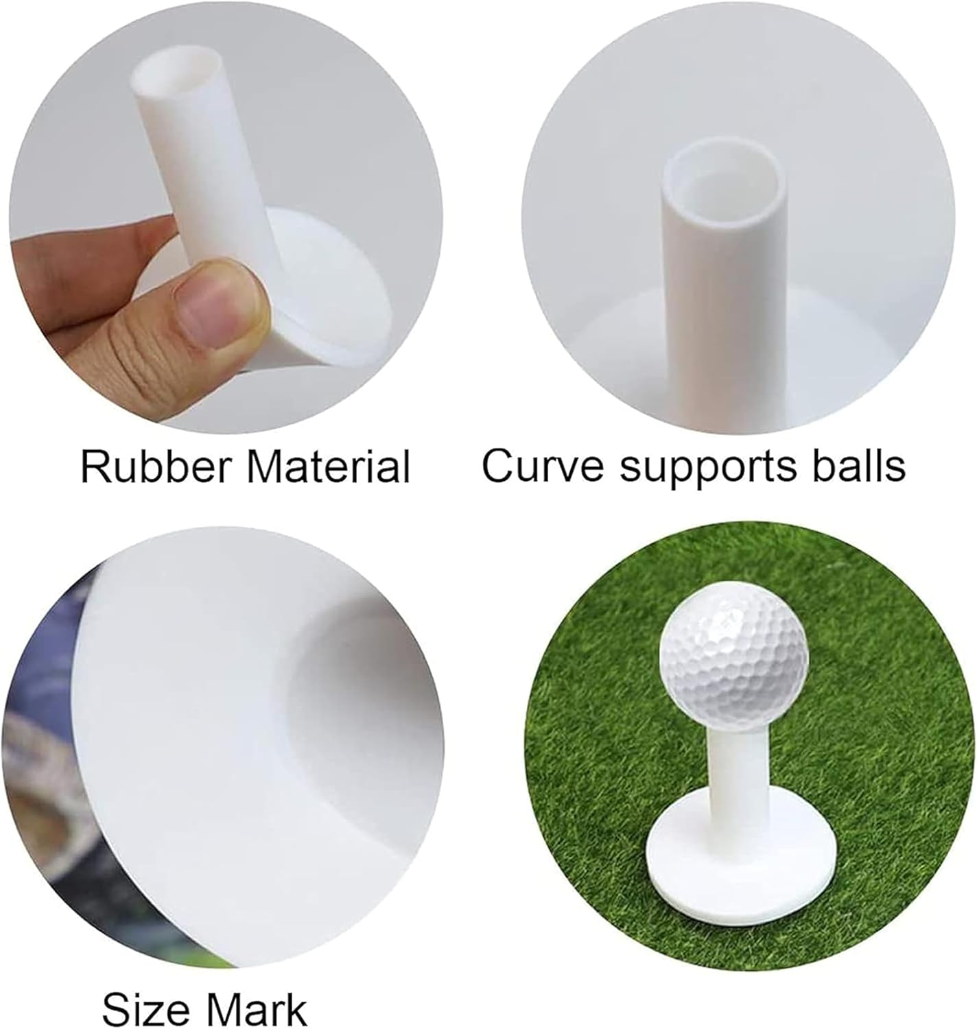 9 Pcs White Golf Rubber Tees for Practice and Driving Range,3X of 1.5", 2.28" and 3.46" Tees,Suitable for Indoor Outdoor Backyard image number 1